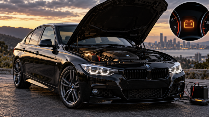 BMW F30「停車時の消費電流が増大」の警告が出る原因と対処法を解説するアイキャッチ画像