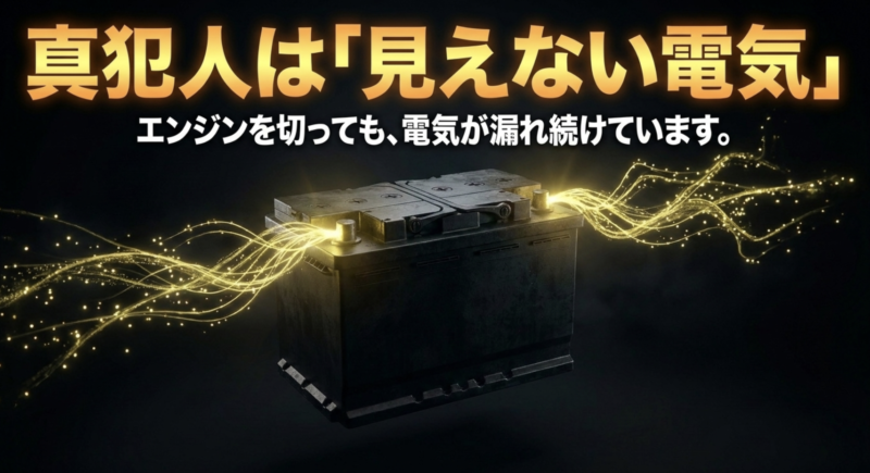真犯人は「見えない電気」。エンジンを切っても電気が漏れ続けている状態を表したBMW F30の消費電流イメージ画像
